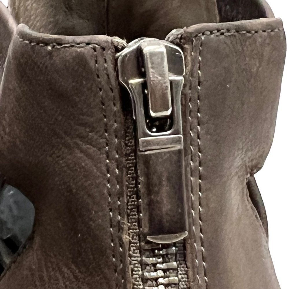 Eileen Fisher Vanda Tumbled Nubuck Leather Dark Gray Cut Out Booties - Picture 8 of 14